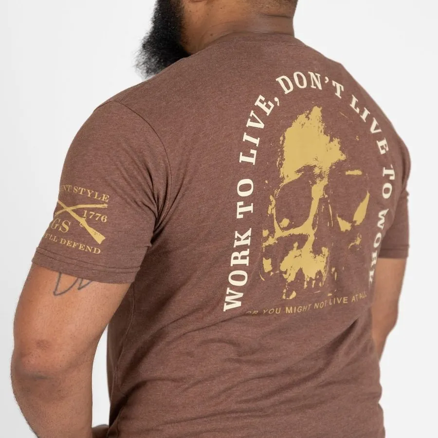 Work To Live T-Shirt - Heather Brown sold by Grunt Style product image thumbnail 3