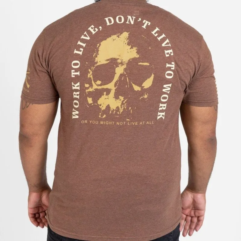 Work To Live T-Shirt - Heather Brown sold by Grunt Style