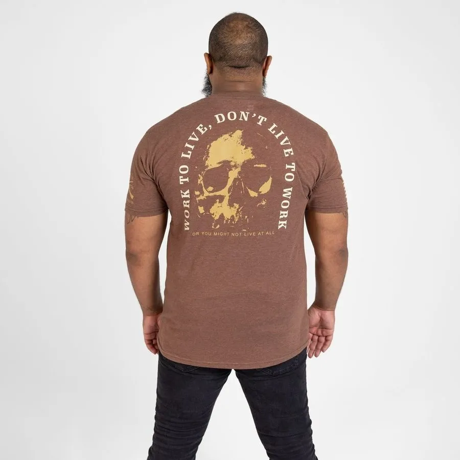Work To Live T-Shirt - Heather Brown sold by Grunt Style product image thumbnail 4