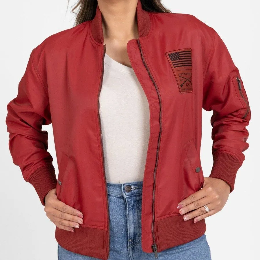 Women's Stealth Bomber Jacket - Red Plum sold by Grunt Style