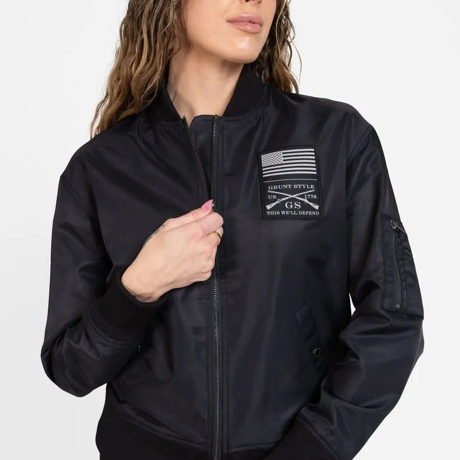 Women's Stealth Bomber Jacket - Black sold by Grunt Style