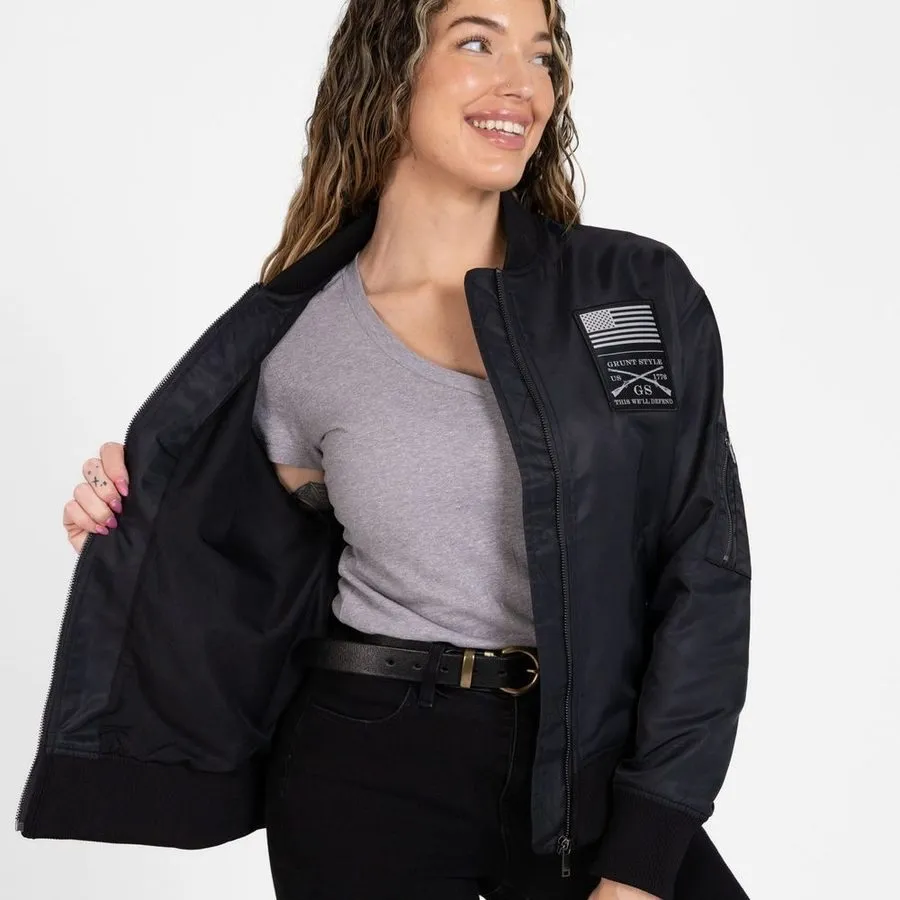 Women's Stealth Bomber Jacket - Black sold by Grunt Style product image thumbnail 4