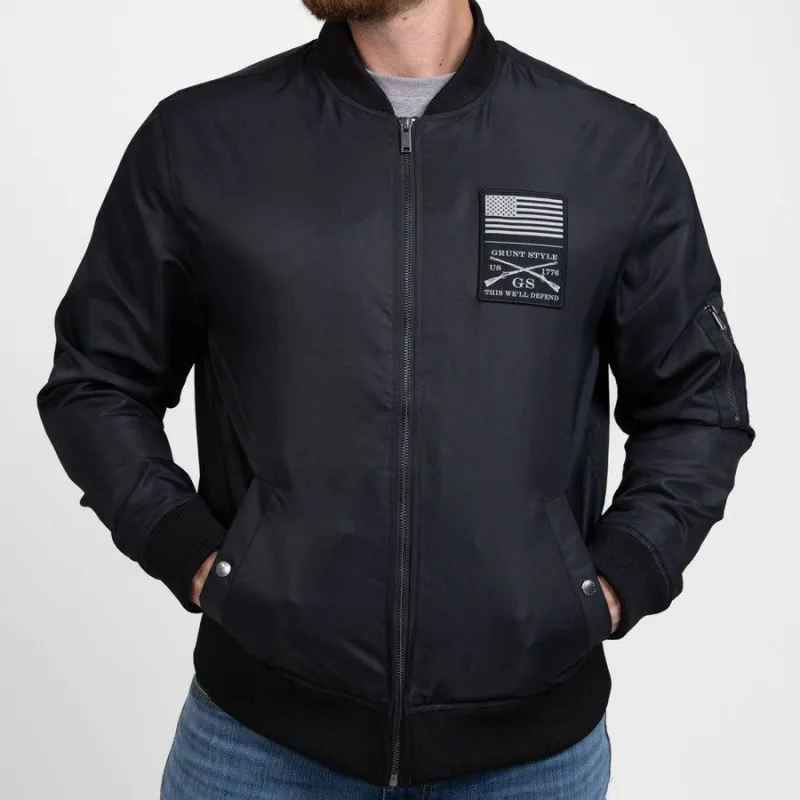 Men's Stealth Bomber Jacket - Black sold by Grunt Style