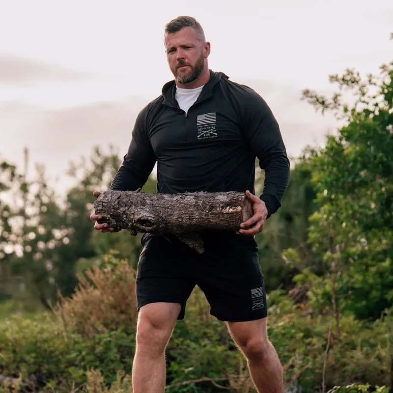 Men's All-Day 1/4 Zip Hoodie - Heather Black sold by Grunt Style