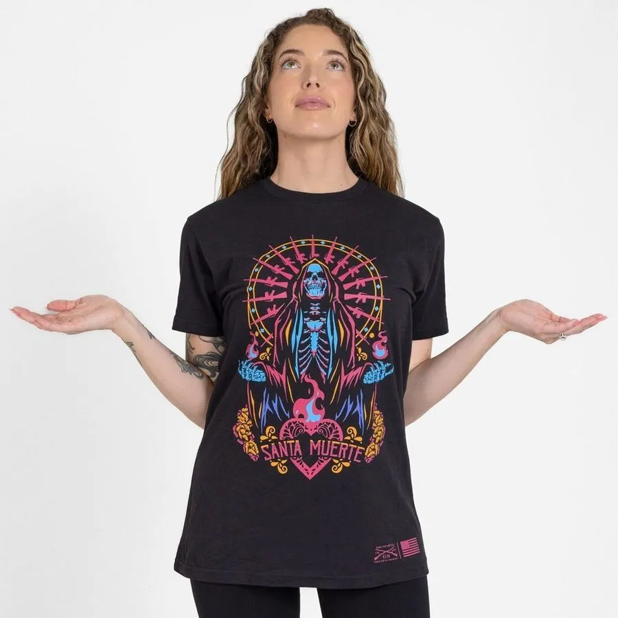 Women's Santa Muerte Boyfriend Fit T-Shirt - Black sold by Grunt Style product image thumbnail 4