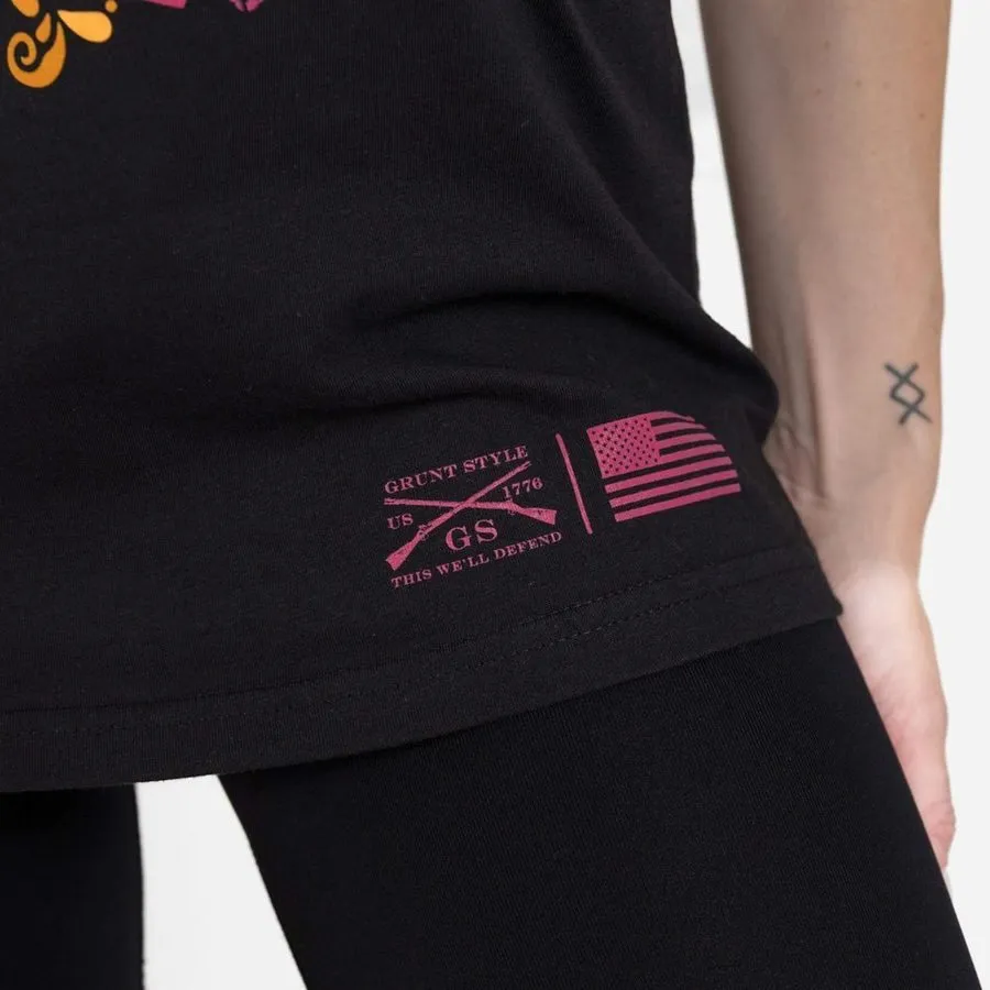 Women's Santa Muerte Boyfriend Fit T-Shirt - Black sold by Grunt Style product image thumbnail 5
