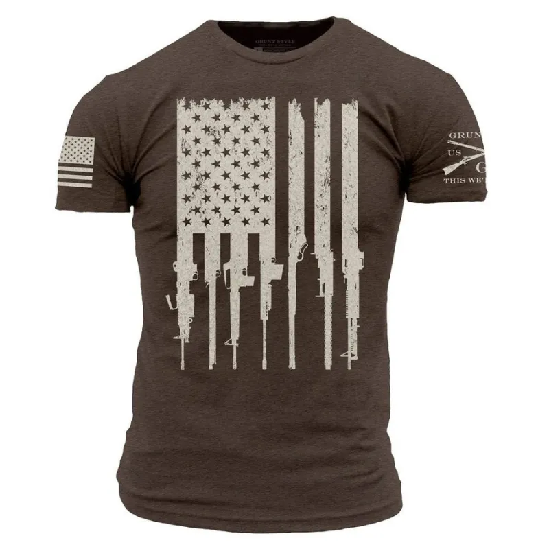 Rifle Flag T-Shirt - Heather Brown sold by Grunt Style