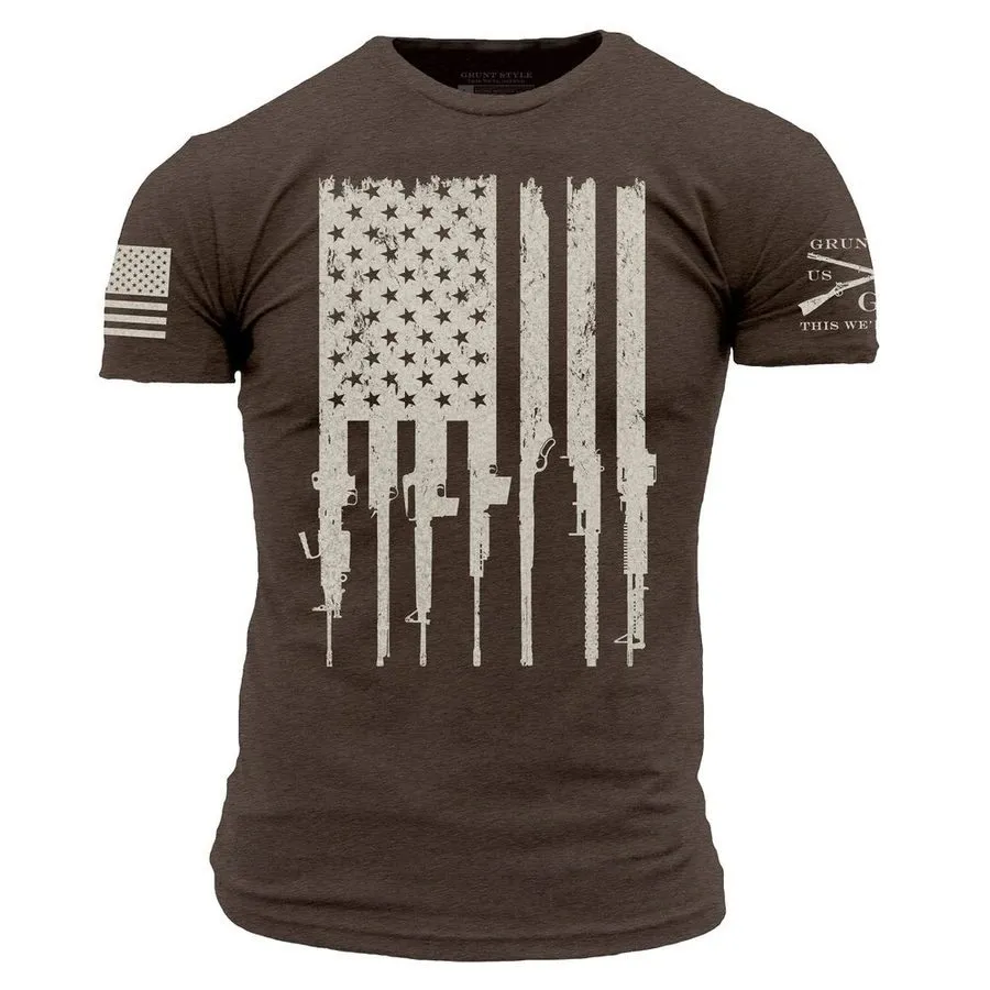 Rifle Flag T-Shirt - Heather Brown sold by Grunt Style