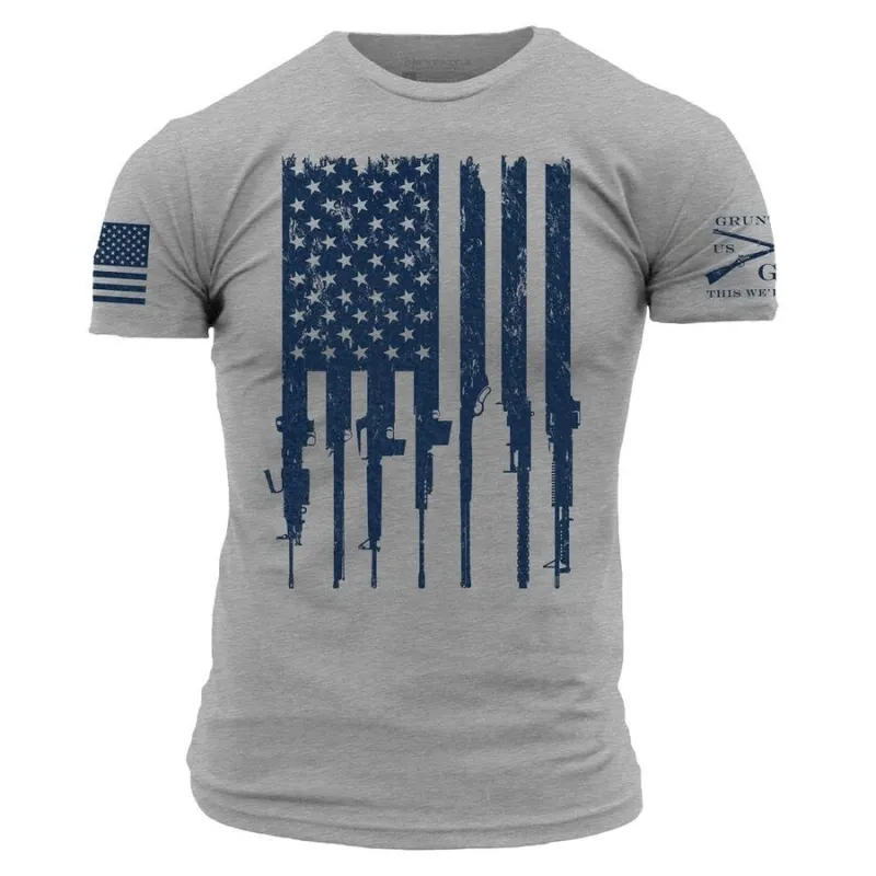 Rifle Flag T-Shirt - Dark Heather Gray sold by Grunt Style