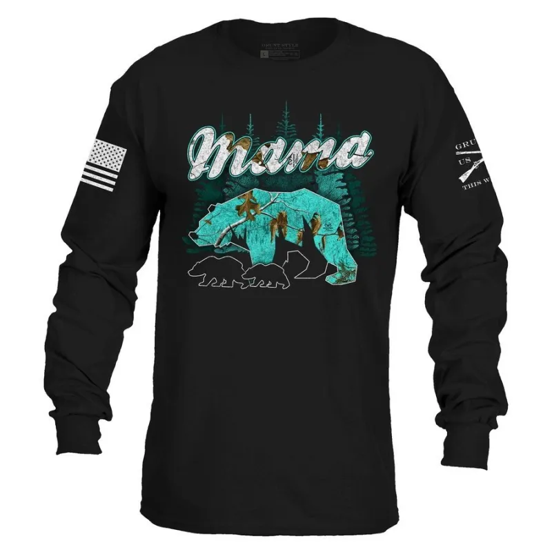Women's Realtree Xtra® Sea Glass Mama Bear Long Sleeve - Black sold by Grunt Style