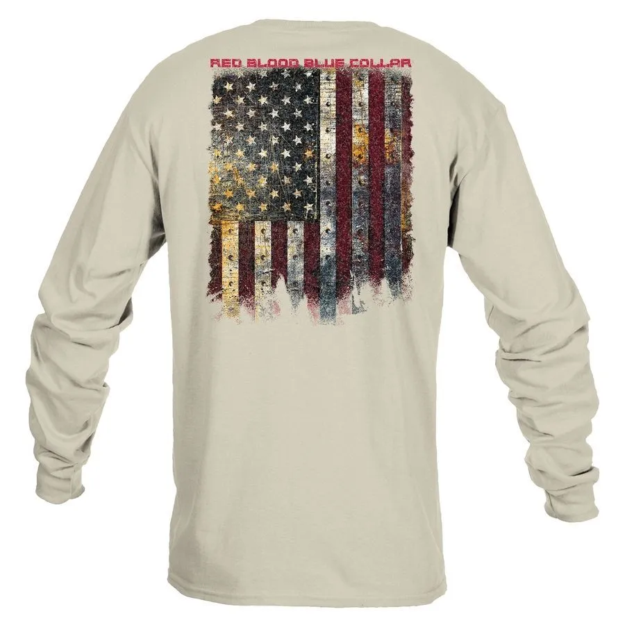 Red Blood Blue Collar™ Long Sleeve - Sand sold by Grunt Style product image thumbnail 4