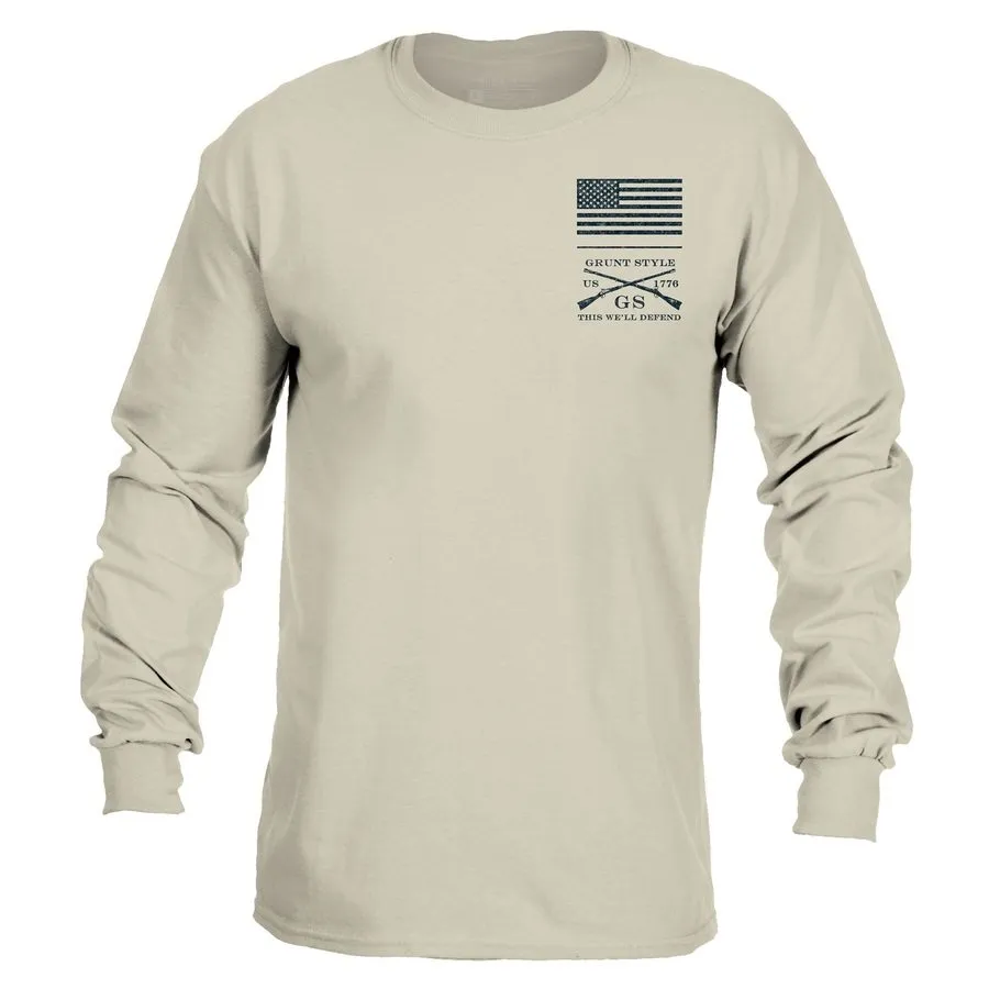 Red Blood Blue Collar™ Long Sleeve - Sand sold by Grunt Style product image thumbnail 3