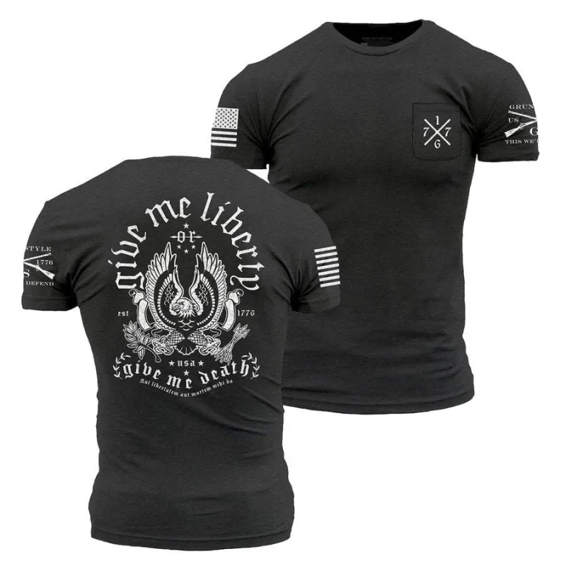Liberty Or Death Pocket T-Shirt - Black sold by Grunt Style