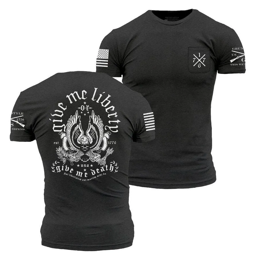 Liberty Or Death Pocket T-Shirt - Black sold by Grunt Style