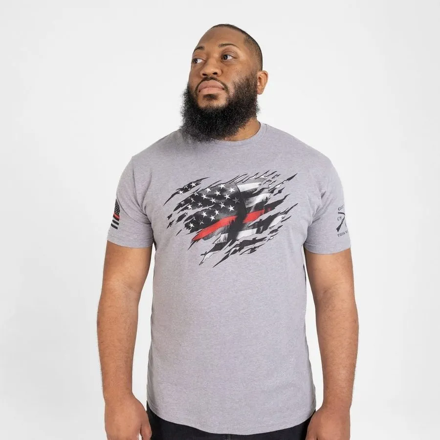 Still Standing Red Line T-Shirt - Dark Heather Gray sold by Grunt Style product image thumbnail 5