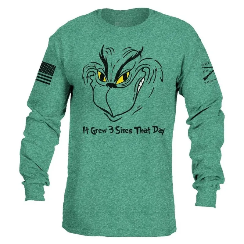 Grinch Grows Long Sleeve - Heather Forest Green sold by Grunt Style