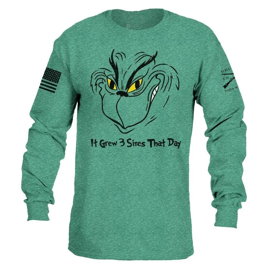 Grinch Grows Long Sleeve - Heather Forest Green sold by Grunt Style