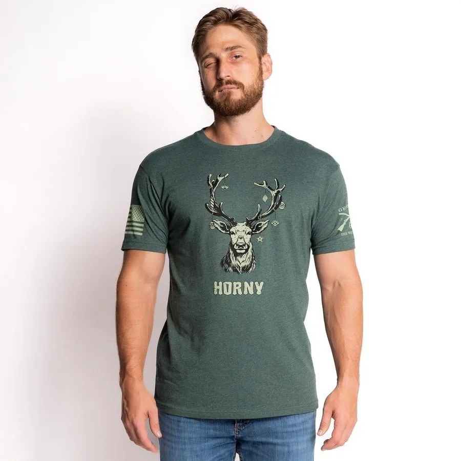 Horny T-Shirt - Heather Forest Green sold by Grunt Style product image thumbnail 3