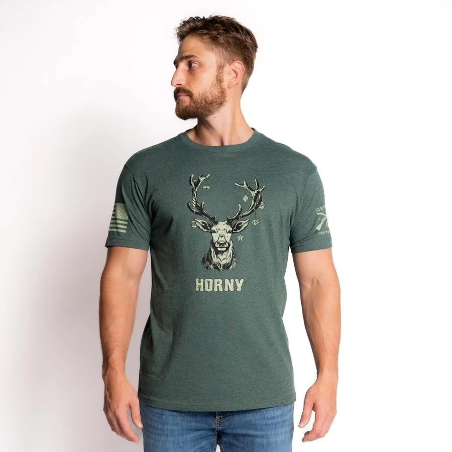 Horny T-Shirt - Heather Forest Green sold by Grunt Style product image thumbnail 5