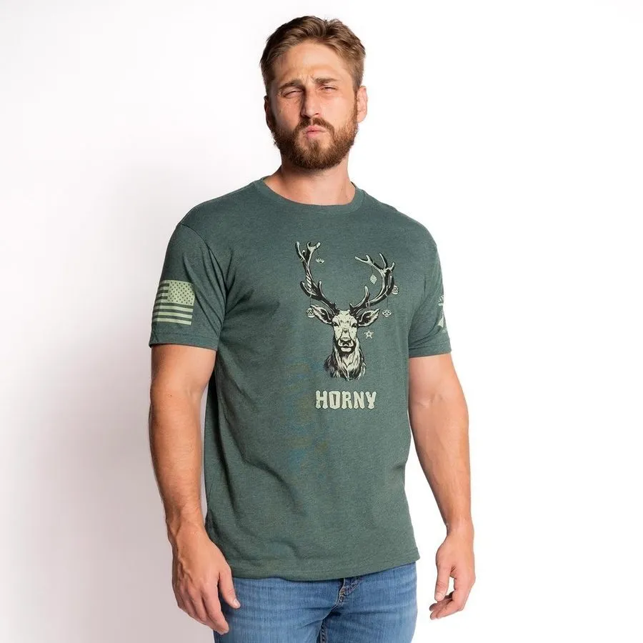 Horny T-Shirt - Heather Forest Green sold by Grunt Style product image thumbnail 4