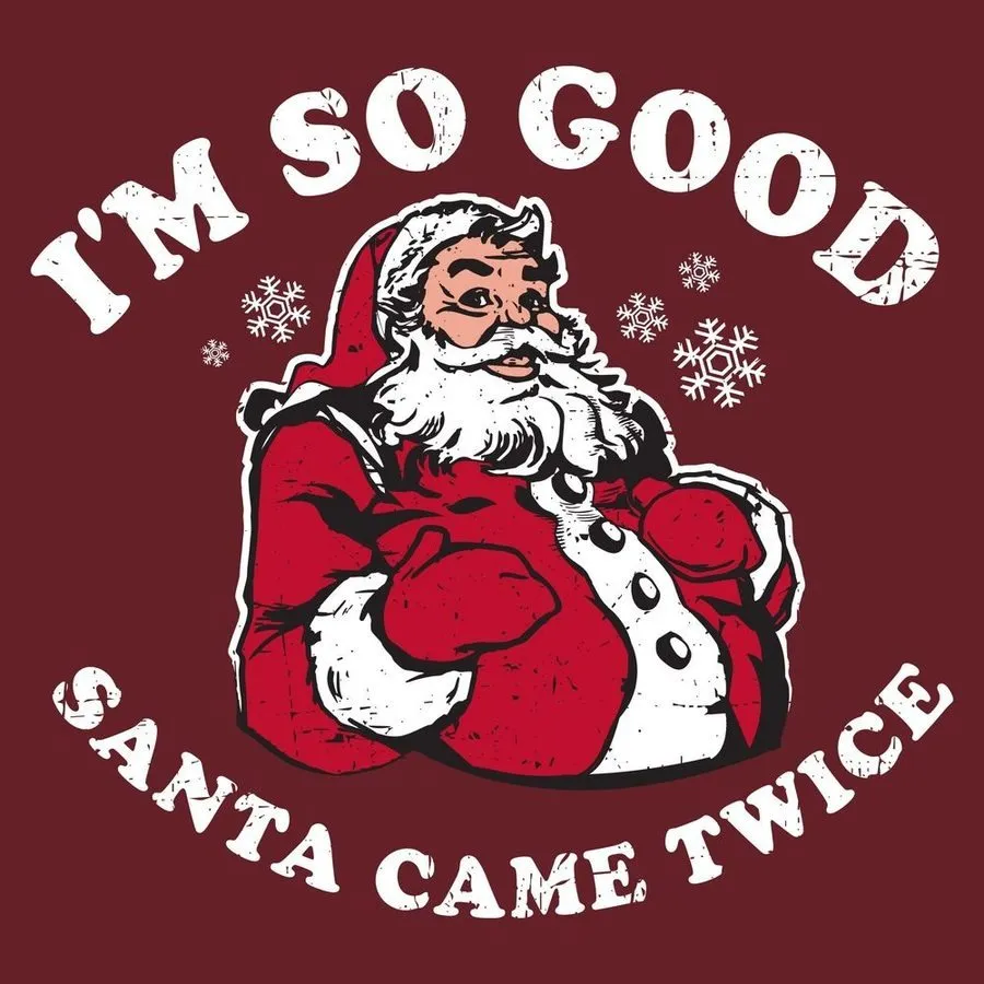 Women's Santa Came Twice Boyfriend Fit T-Shirt - Red Plum sold by Grunt Style product image thumbnail 2