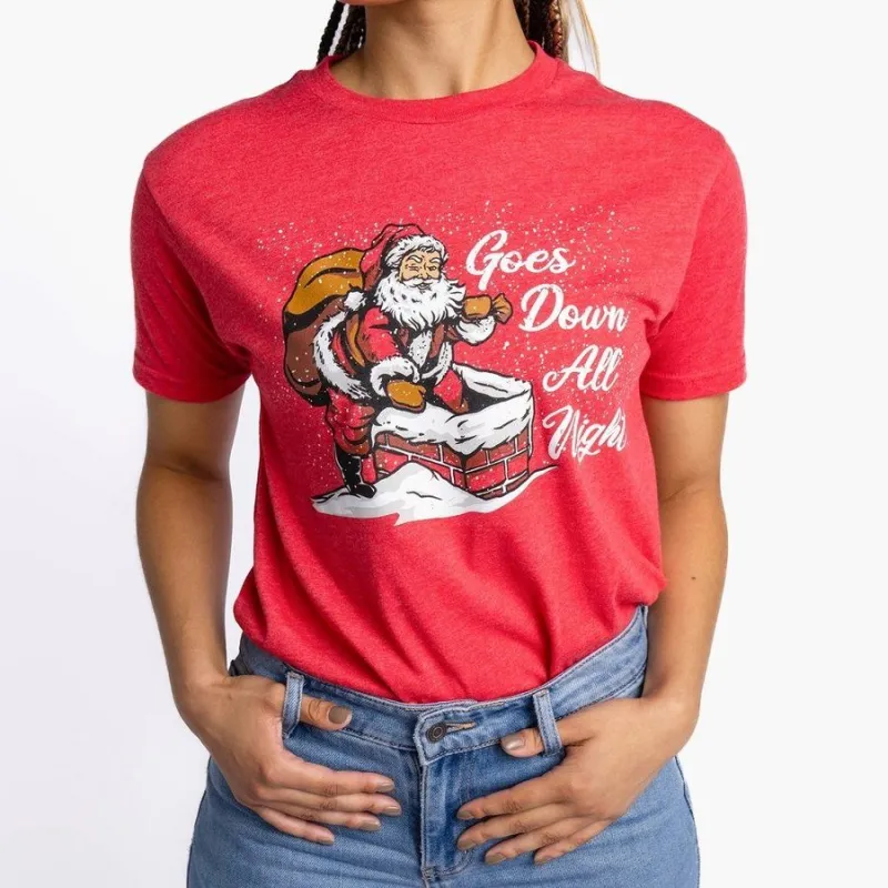 Women's Goes Down All Night Boyfriend Fit T-Shirt - Red sold by Grunt Style