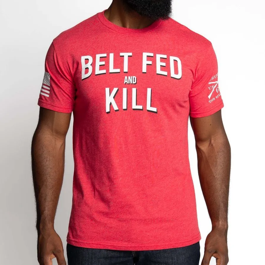 Belt Fed and Kill T-Shirt - Red sold by Grunt Style