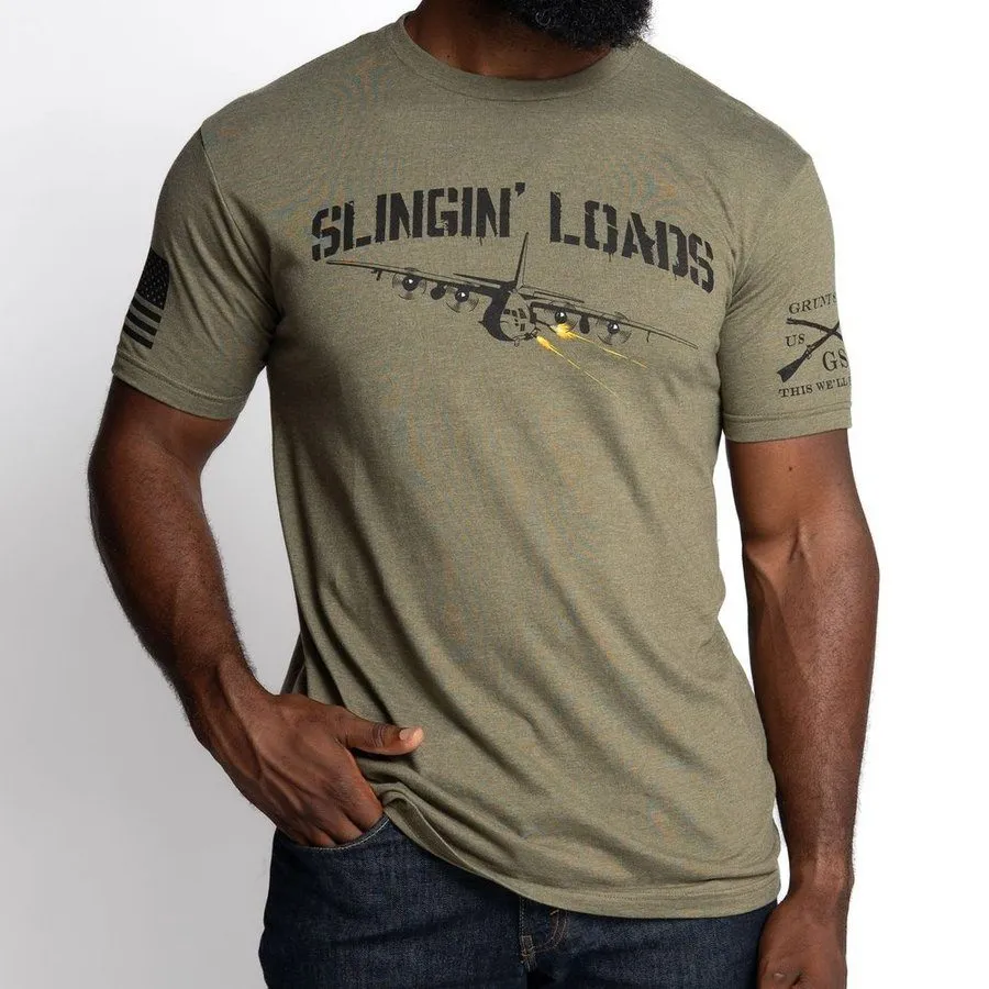 Slingin' Loads T-Shirt - Military Green sold by Grunt Style