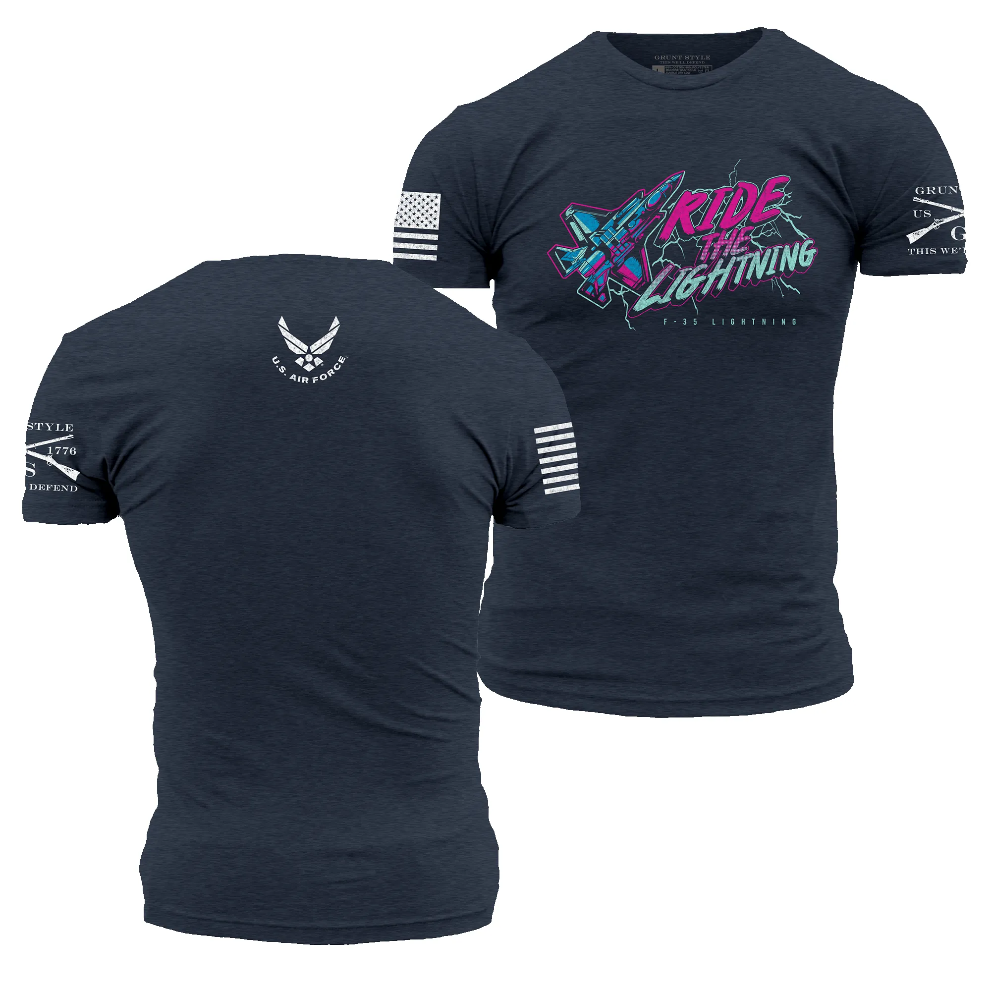 USAF - Ride The Lightning T-Shirt - Midnight Navy sold by Grunt Style