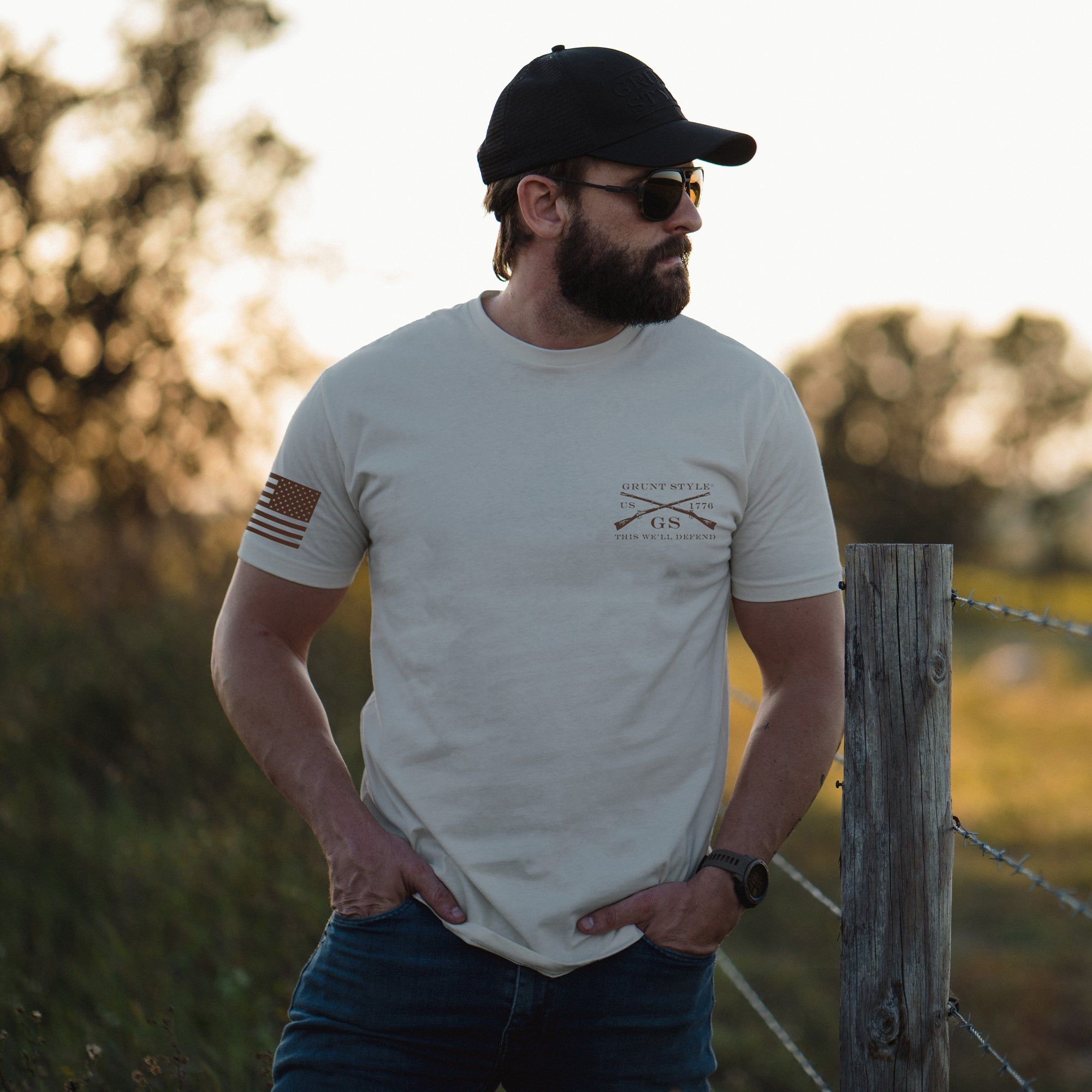 Men's Land of Liberty T-Shirt - Sand sold by Grunt Style product image thumbnail 3