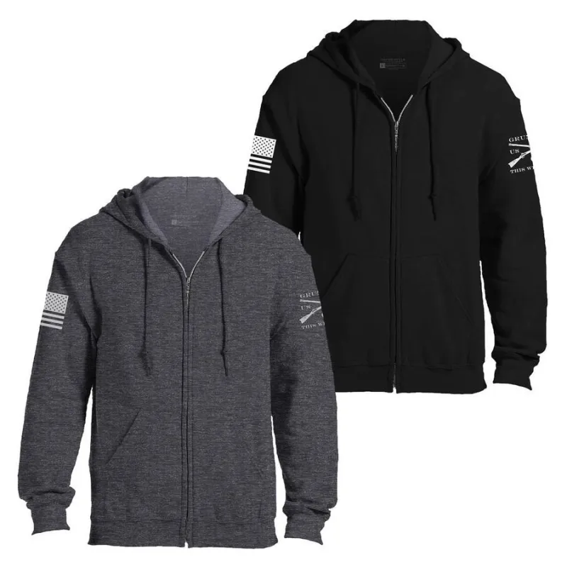 Basic Full-Zip Hoodie Zero Dark 2-Pack sold by Grunt Style