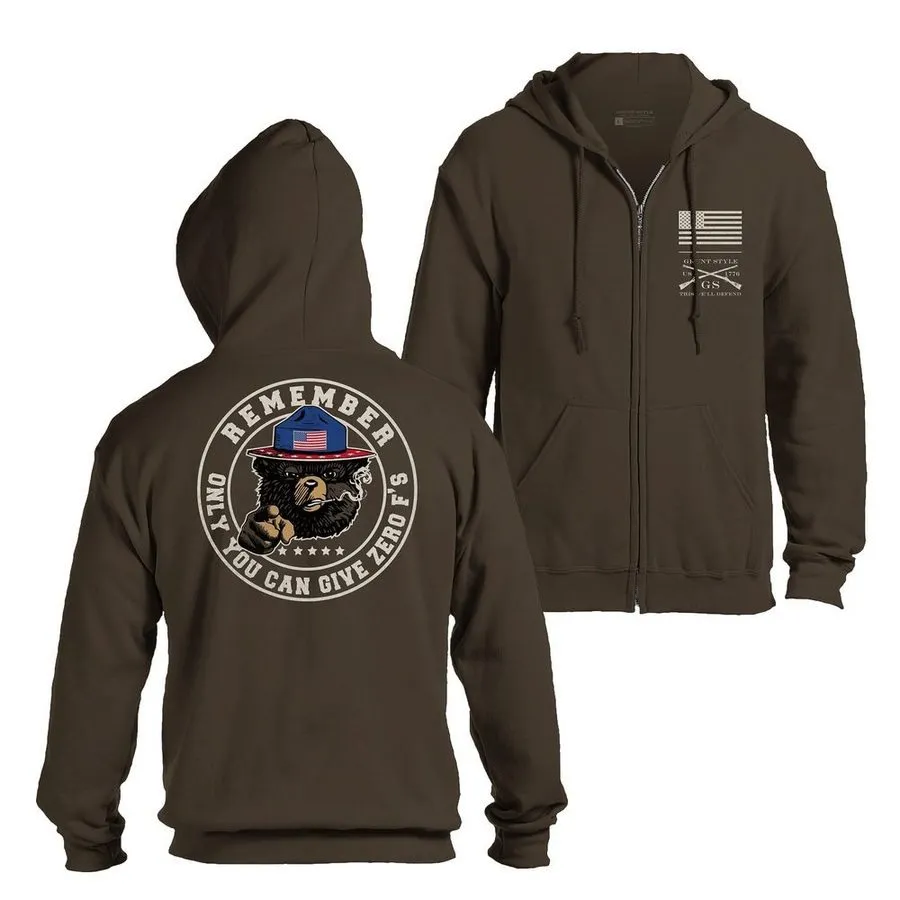 Give Zero F Full-Zip Hoodie - Dark Chocolate sold by Grunt Style