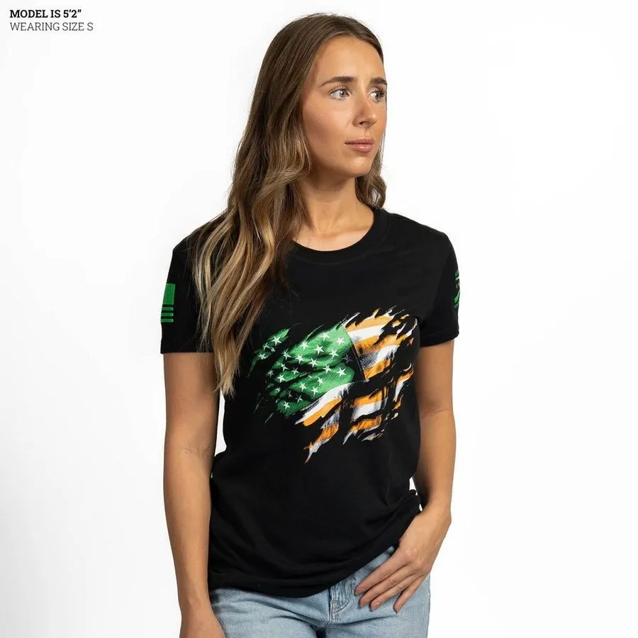 Women's Still Standing Irish Colors V-Neck - Black sold by Grunt Style product image thumbnail 3