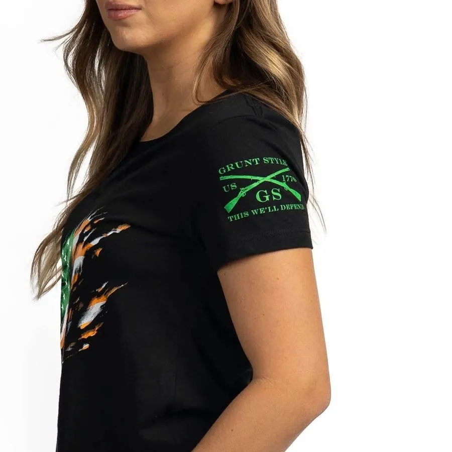 Women's Still Standing Irish Colors V-Neck - Black sold by Grunt Style product image thumbnail 4