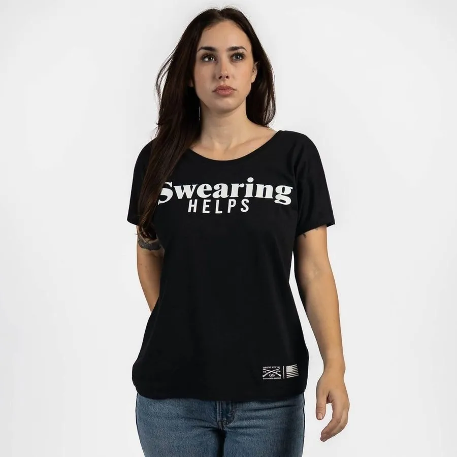 Women's Swearing Helps Slouchy T-Shirt - Black sold by Grunt Style product image thumbnail 3