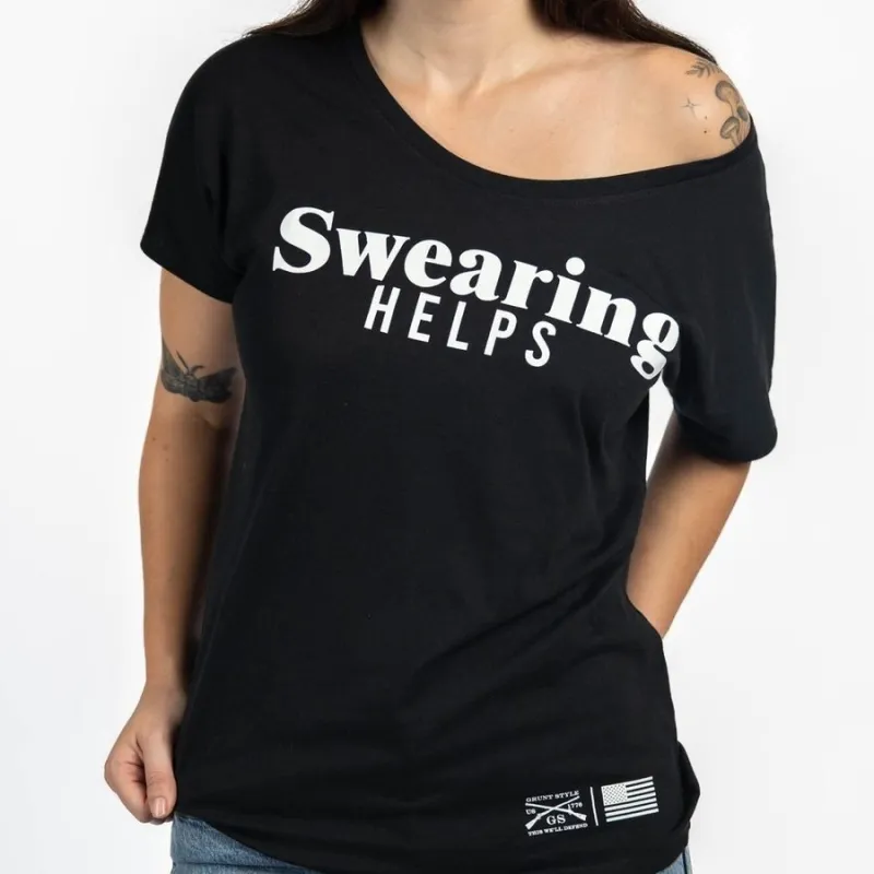 Women's Swearing Helps Slouchy T-Shirt - Black made by Grunt Style