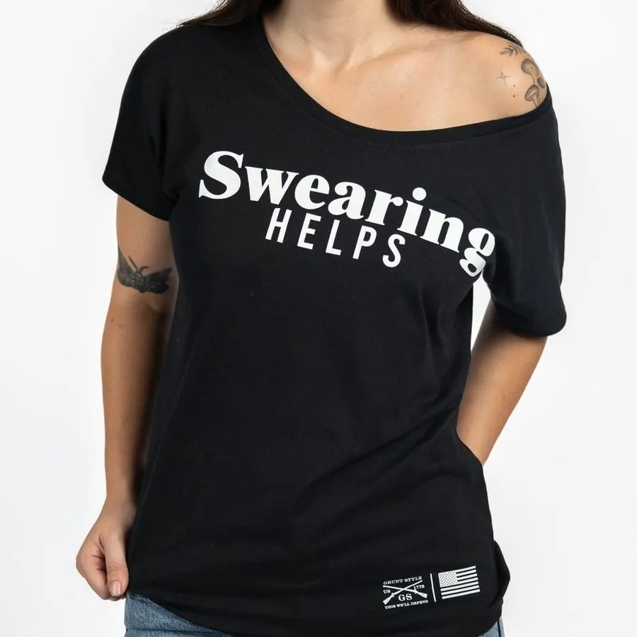 Women's Swearing Helps Slouchy T-Shirt - Black sold by Grunt Style