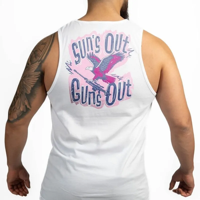 Men's Sun Out, Guns Out Tank - White made by Grunt Style