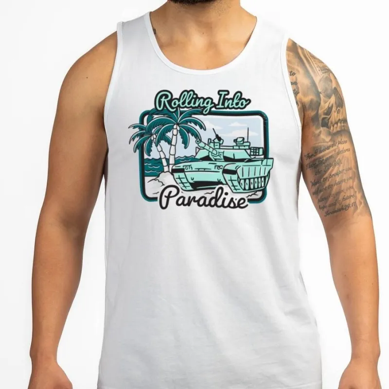 Rolling Into Paradise Muscle Tank - Black made by Grunt Style