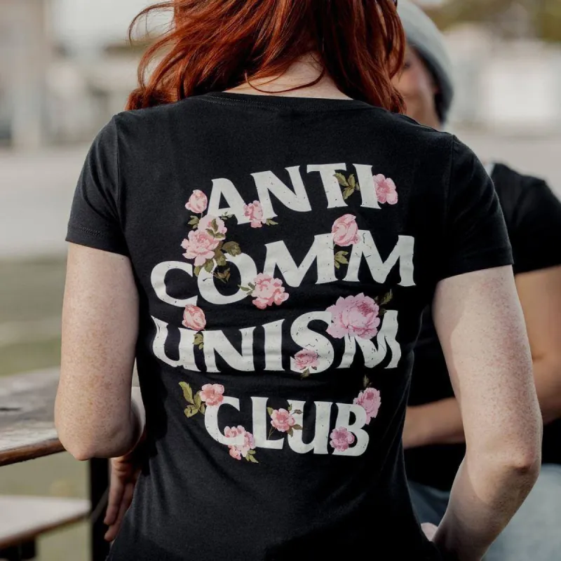 Women's Anti-Commie Club V-Neck - Black made by Grunt Style