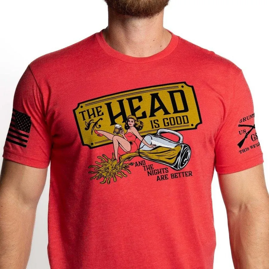 The Head Is Good T-Shirt - Red sold by Grunt Style product image thumbnail 4