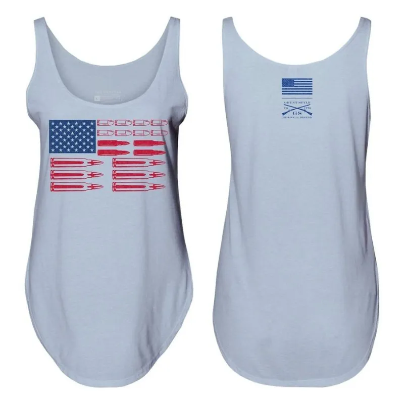 Women's Ammo Flag 2.0 Flowy Tank - Stonewash Denim made by Grunt Style