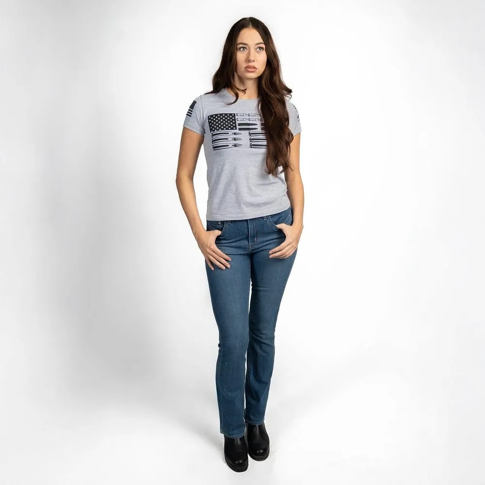 Women's Ammo Flag 2.0 Slim Fit T-Shirt - Heather Gray sold by Grunt Style product image thumbnail 5