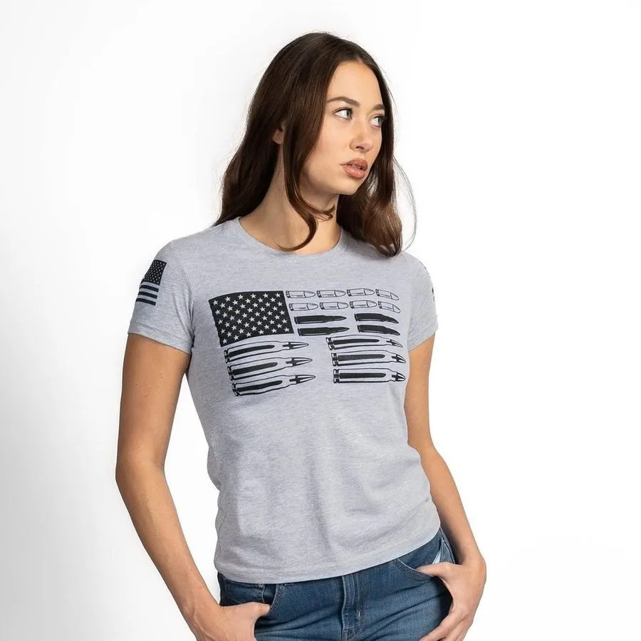 Women's Ammo Flag 2.0 Slim Fit T-Shirt - Heather Gray sold by Grunt Style product image thumbnail 3