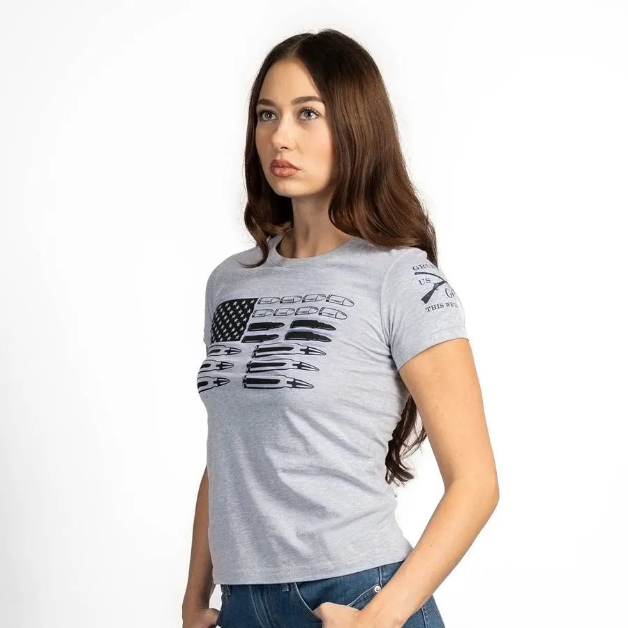 Women's Ammo Flag 2.0 Slim Fit T-Shirt - Heather Gray sold by Grunt Style product image thumbnail 4