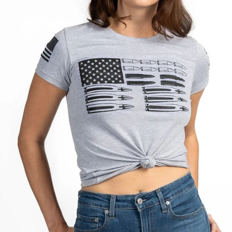Women's Ammo Flag 2.0 Slim Fit T-Shirt - Heather Gray made by Grunt Style