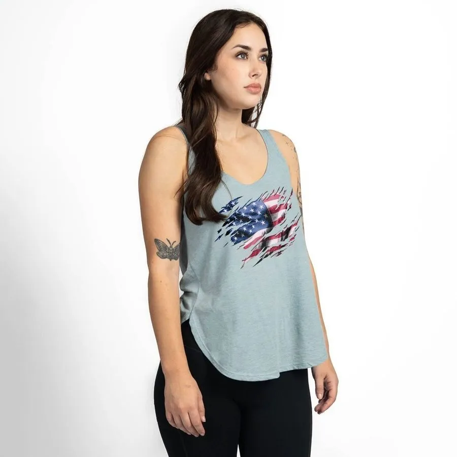 Women's Still Standing Flowy Tank - Stonewash Denim sold by Grunt Style product image thumbnail 4