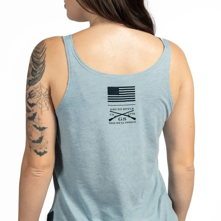 Women's Still Standing Flowy Tank - Stonewash Denim sold by Grunt Style product image thumbnail 5