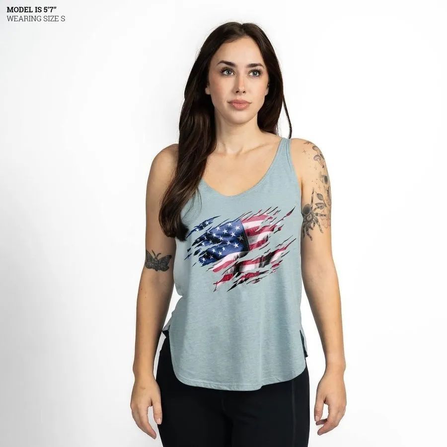 Women's Still Standing Flowy Tank - Stonewash Denim sold by Grunt Style product image thumbnail 3
