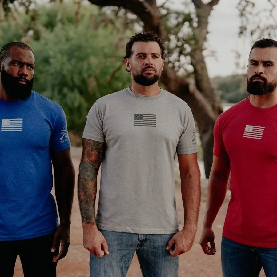 Freedom Flag T-Shirt - Dark Heather Gray sold by Grunt Style product image thumbnail 5